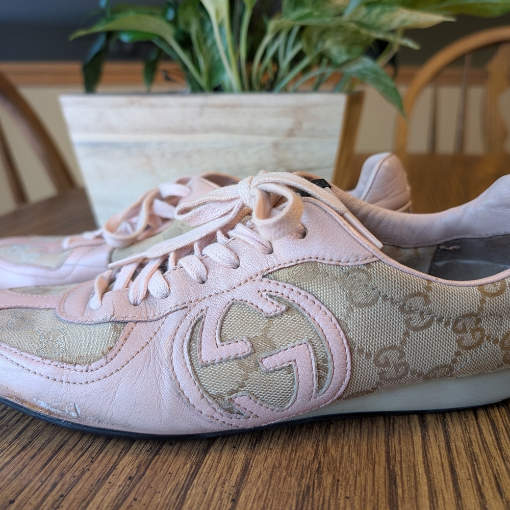 Gucci Pink and Tan Sneakers